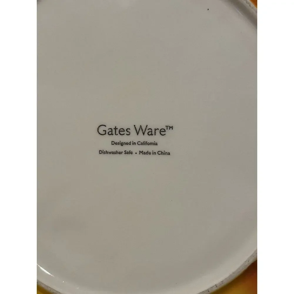Gates Ware Flower Shaped Ceramic Plates Set Of 2 Spring Summer Orange hibiscus